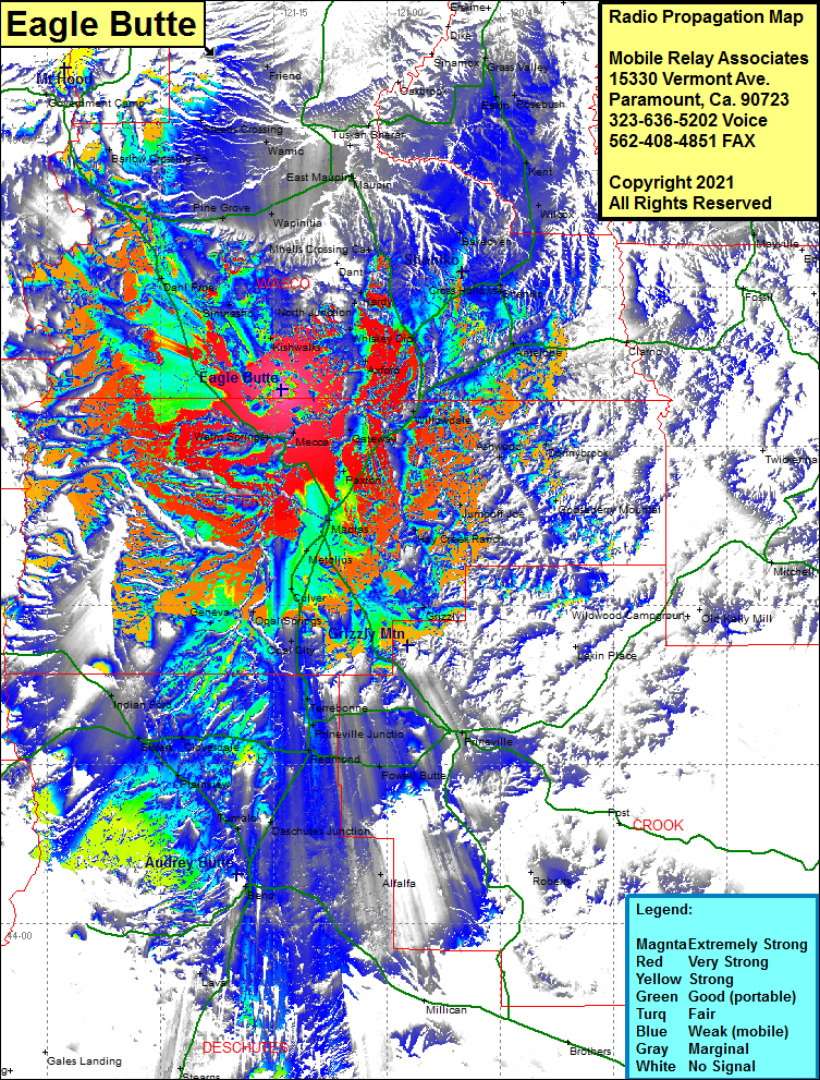 heat map radio coverage Eagle Butte